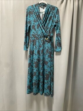Montgomery Post Harlee Midi Surplice Dress Dark Green - M
